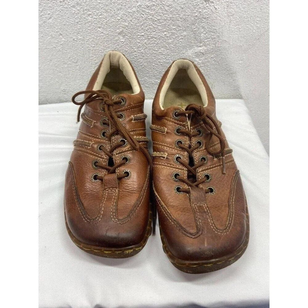 DR MARTENS MENS SIZE 9 BROWN LEATHER LACE UP LOAFERS